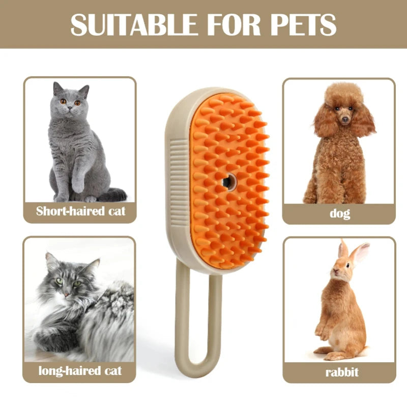 3-in-1 Steam Cat Brush – Electric Spray, Massage & Hair Removal