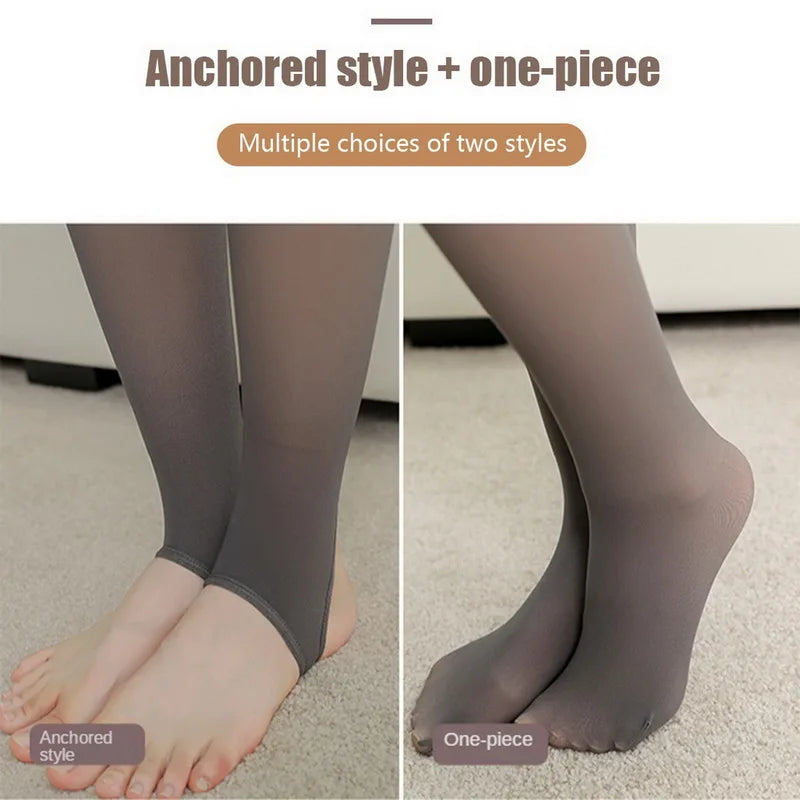 Women’s Solid Fleece-Lined Leggings – Polyester & Spandex