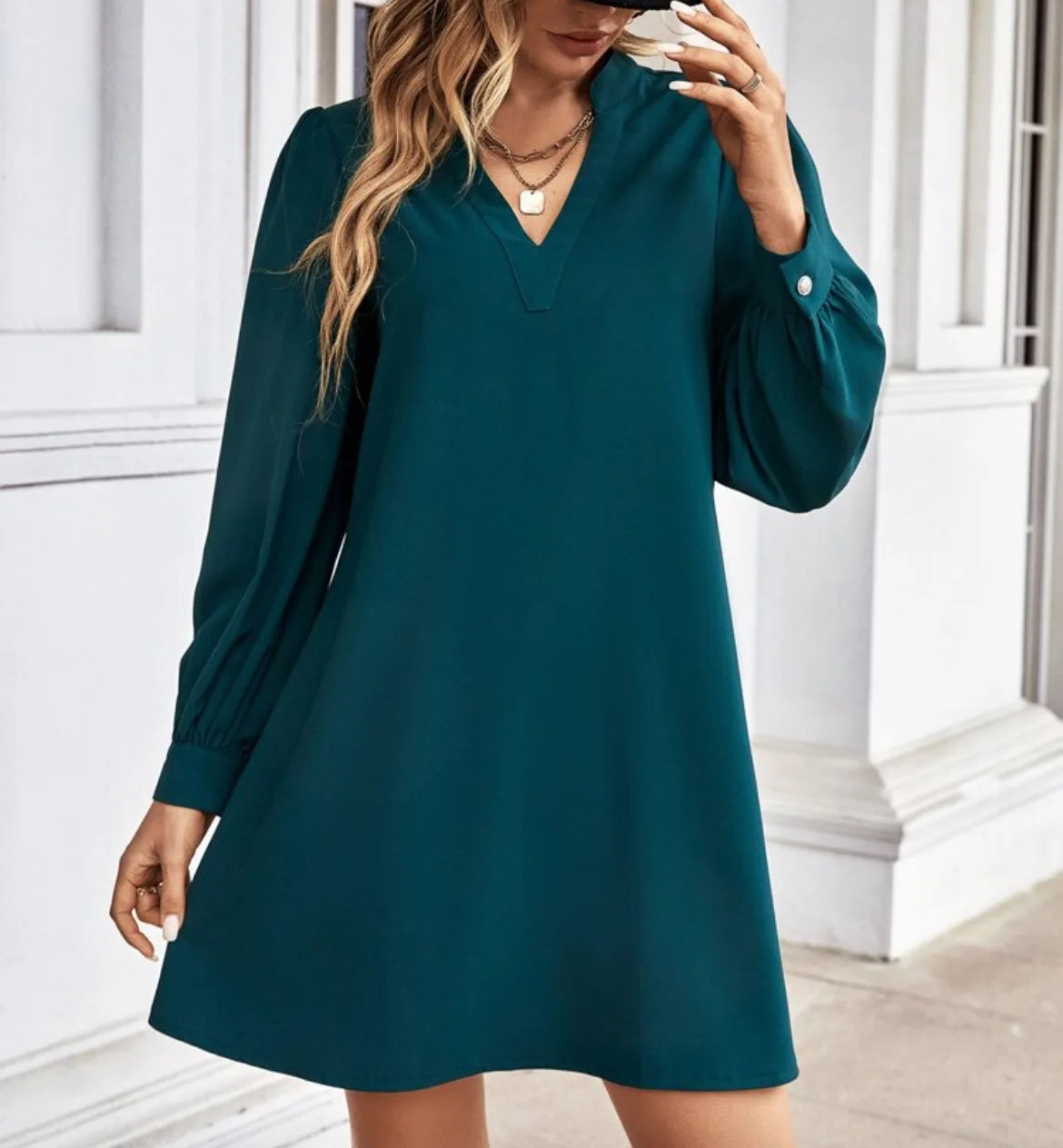 Women’s Casual Mini Dress – V-Neck & Loose Fit