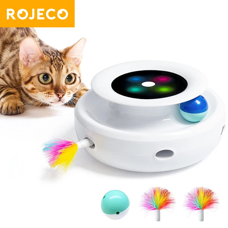 2-in-1 Cat Teaser Toy – Interactive Feather & Ball Fun