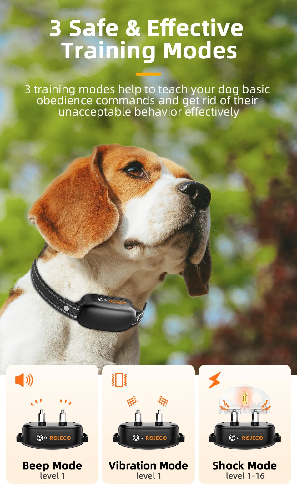 ROJECO PD521 Electric Dog Training Collar – 1000M Remote & Waterproof