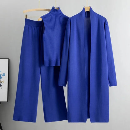 Women’s Office Lady Two-Piece Set – Turtleneck Top & Flare Pants