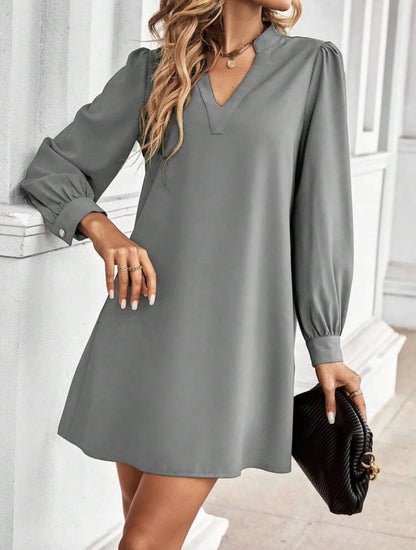 Women’s Casual Mini Dress – V-Neck & Loose Fit
