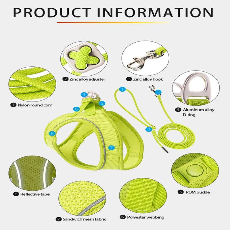 Nylon Reflective Dog Collar & Leash Set – Quick Release & Comfortable