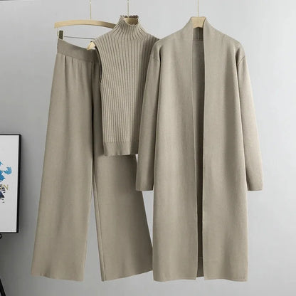 Women’s Office Lady Two-Piece Set – Turtleneck Top & Flare Pants
