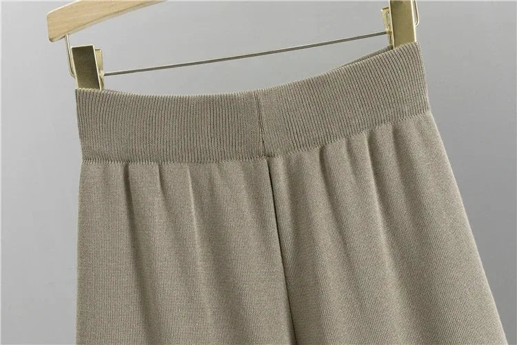 Women’s Office Lady Two-Piece Set – Turtleneck Top & Flare Pants