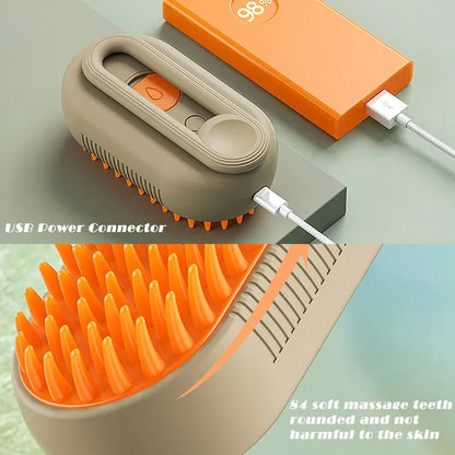 3-in-1 Steam Cat Brush – Electric Spray, Massage & Hair Removal