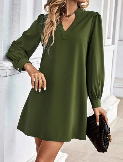 Women’s Casual Mini Dress – V-Neck & Loose Fit