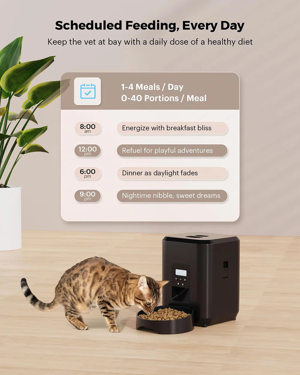 Automatic Cat Feeder with LCD Display – Portion Control & Timed Feeding