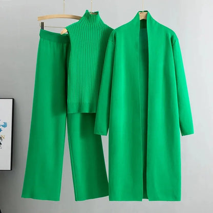 Women’s Office Lady Two-Piece Set – Turtleneck Top & Flare Pants