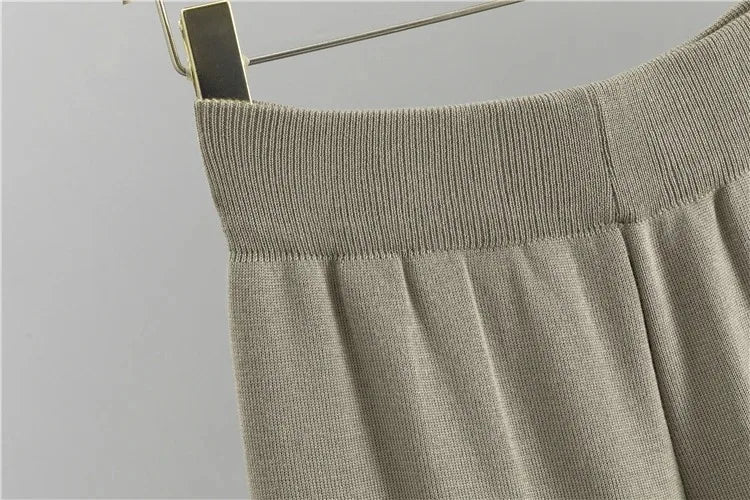 Women’s Office Lady Two-Piece Set – Turtleneck Top & Flare Pants