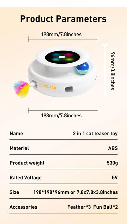 2-in-1 Cat Teaser Toy – Interactive Feather & Ball Fun