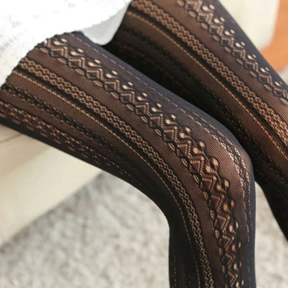 Women’s Geometric Knit Leggings – Standard Thickness