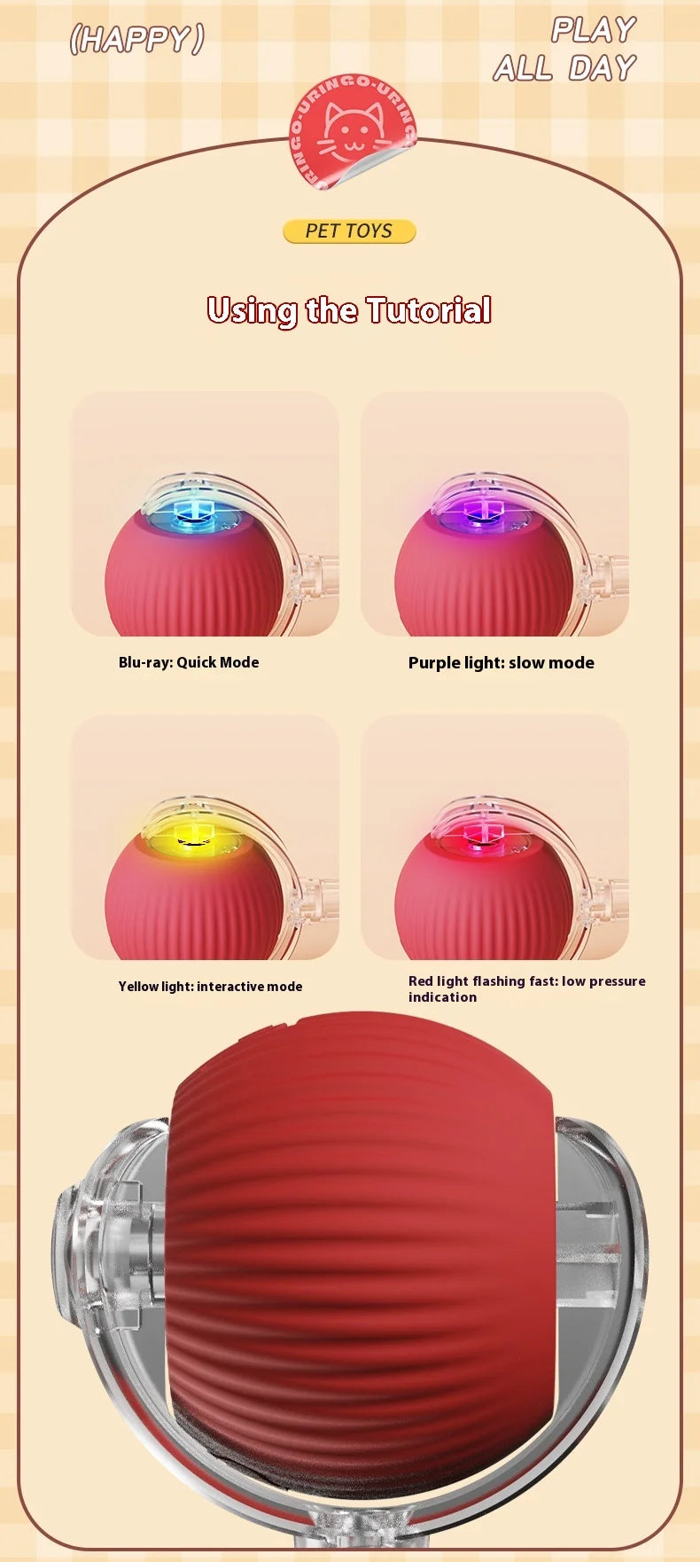 Interactive Silicone Cat Toy Ball – Battery Included