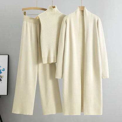 Women’s Office Lady Two-Piece Set – Turtleneck Top & Flare Pants