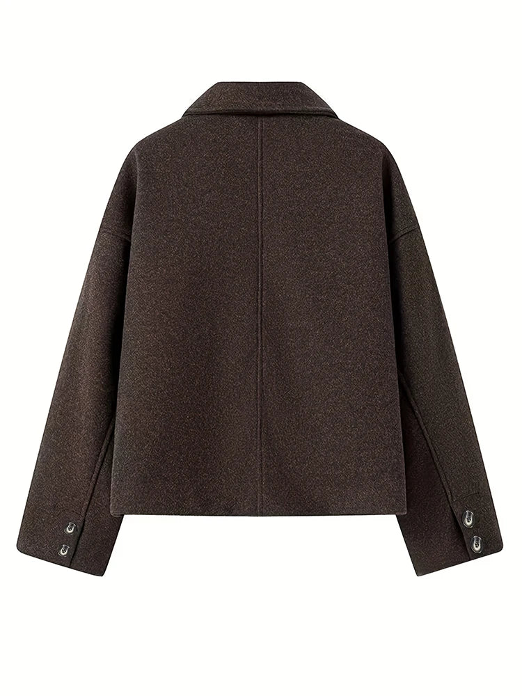 Women’s Casual Single-Breasted Jacket – Turn-Down Collar