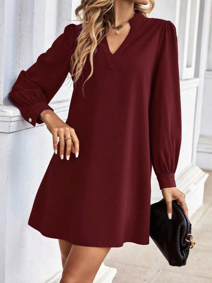 Women’s Casual Mini Dress – V-Neck & Loose Fit