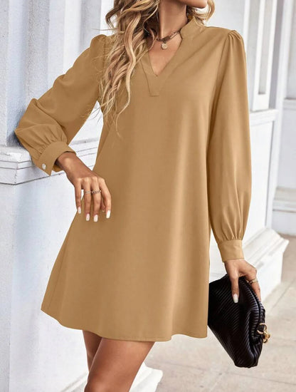 Women’s Casual Mini Dress – V-Neck & Loose Fit