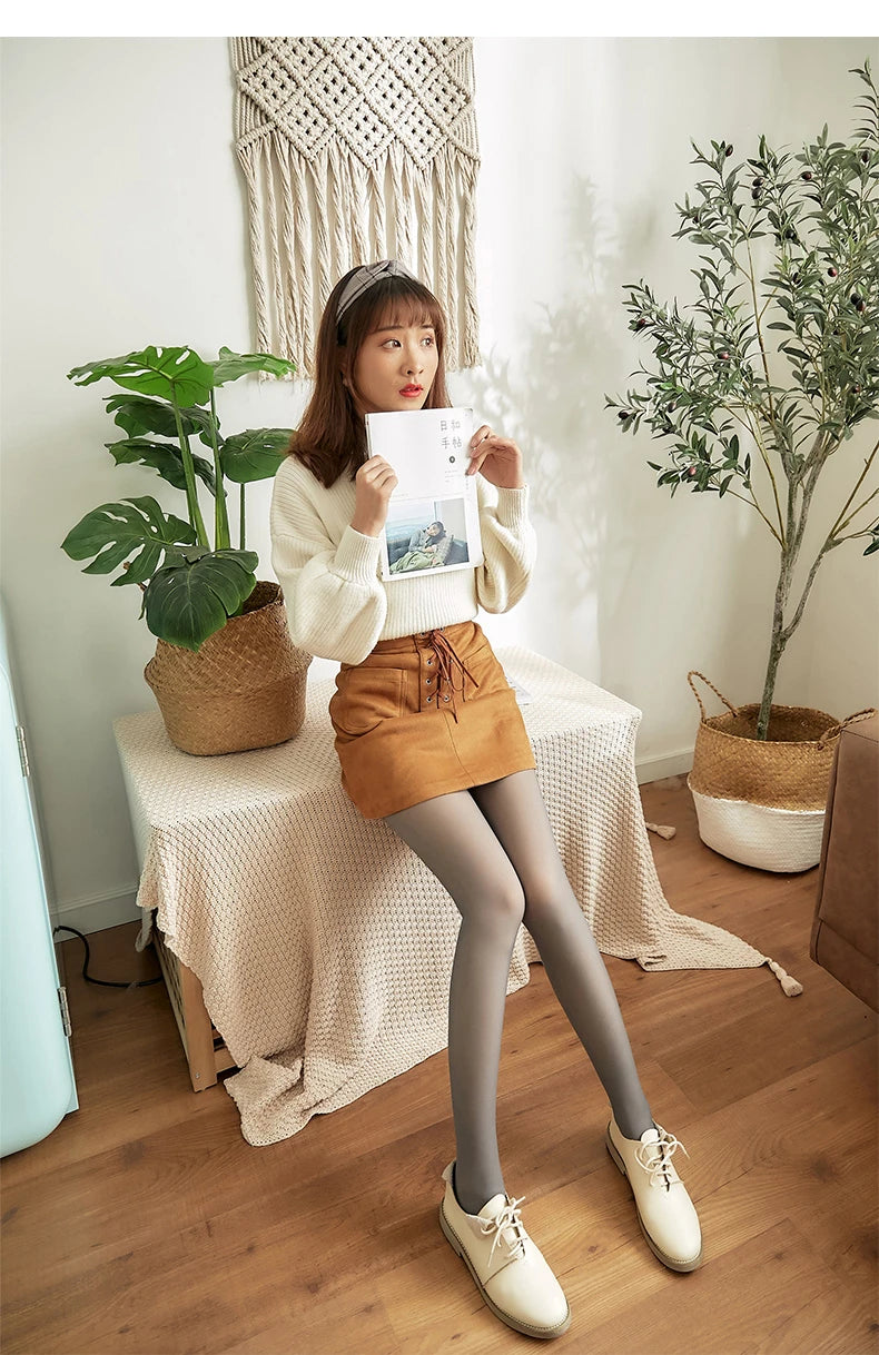 Women’s Solid Fleece-Lined Leggings – Polyester & Spandex