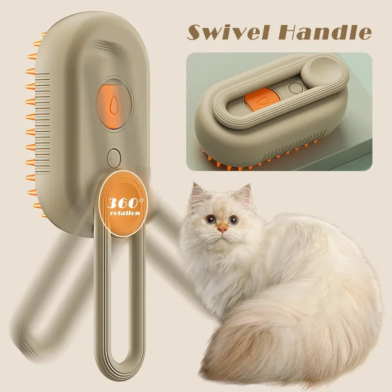 3-in-1 Steam Cat Brush – Electric Spray, Massage & Hair Removal