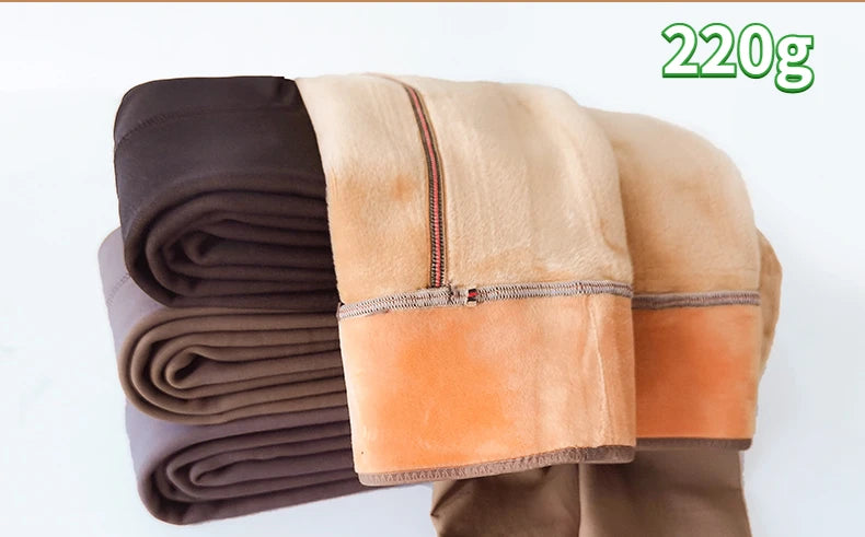 Women’s Solid Fleece-Lined Leggings – Polyester & Spandex