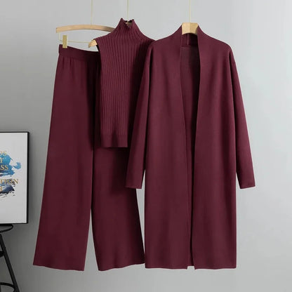 Women’s Office Lady Two-Piece Set – Turtleneck Top & Flare Pants
