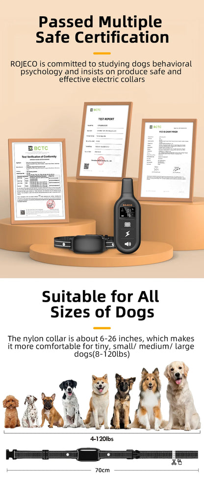 ROJECO PD521 Electric Dog Training Collar – 1000M Remote & Waterproof