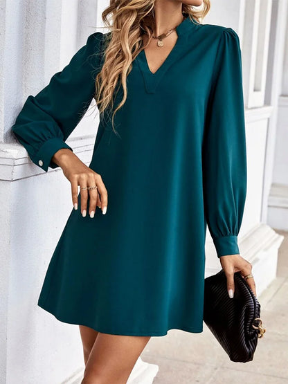 Women’s Casual Mini Dress – V-Neck & Loose Fit