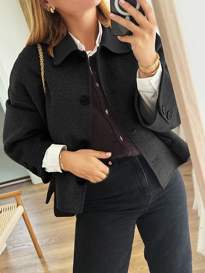 Women’s Casual Single-Breasted Jacket – Turn-Down Collar