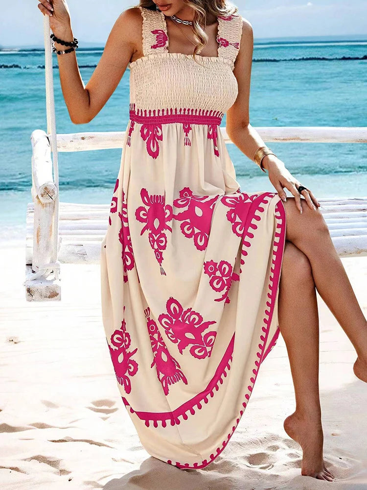 Women’s Beach Maxi Dress – Strapless & Empire Waist