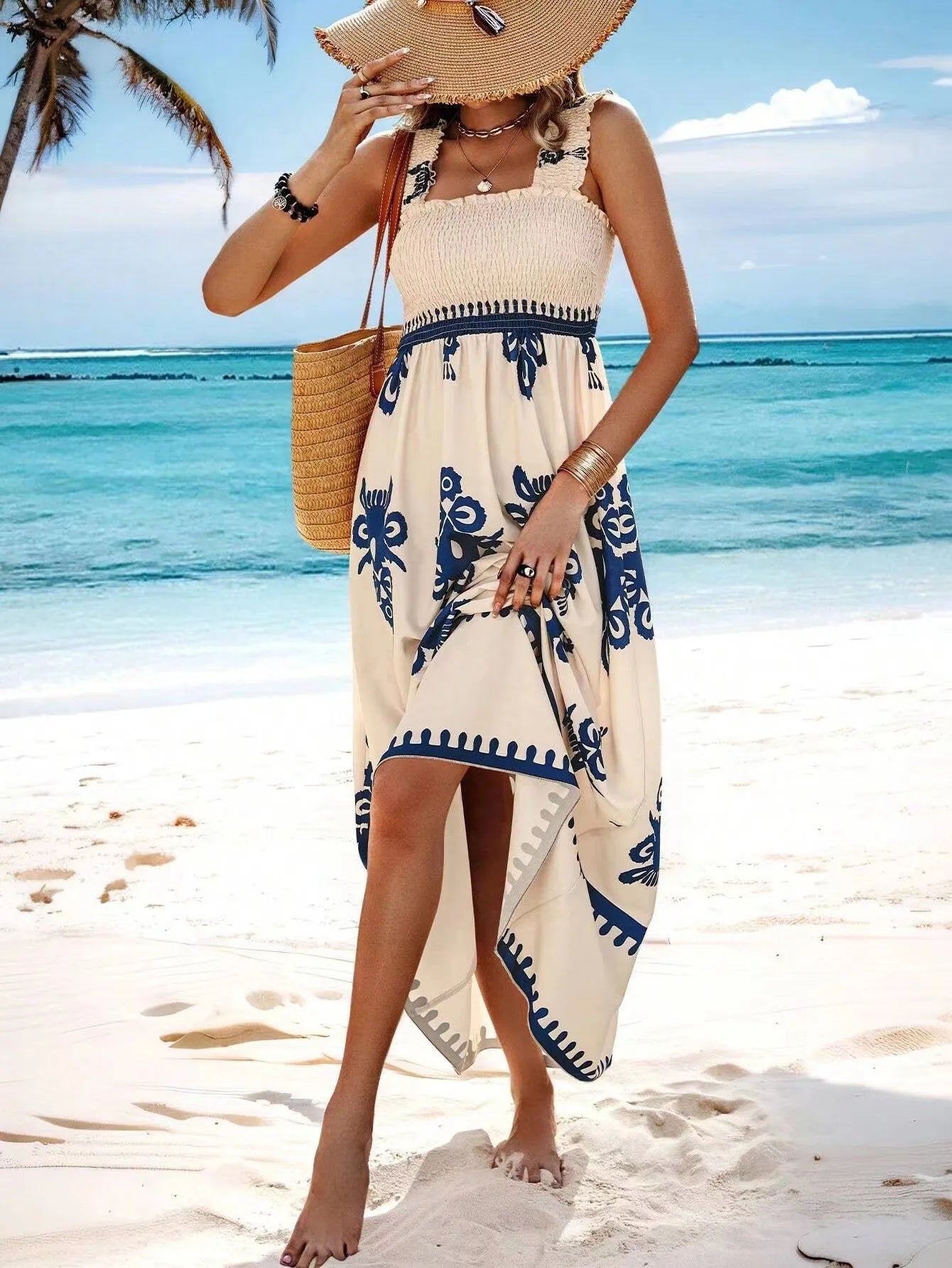Women’s Beach Maxi Dress – Strapless & Empire Waist