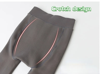 Women’s Solid Fleece-Lined Leggings – Polyester & Spandex