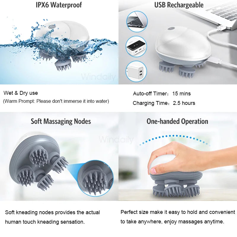 4D Electric Scalp Massager – Deep Relaxation Anywhere